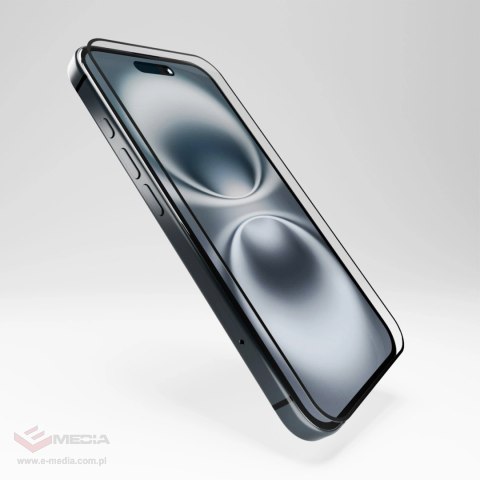 Szkło hybrydowe Puro Flexible Glass D3O z czarną ramką do iPhone 16 / iPhone 15 / iPhone 15 Pro