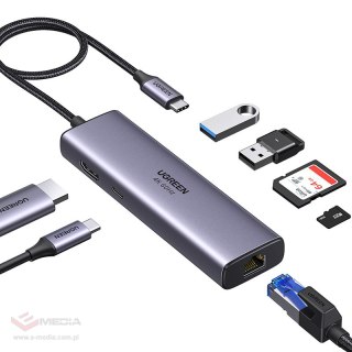 Hub / Adapter USB-C Ugreen CM512 2x USB 3.0, HDMI 4K, RJ45, SD/TF, PD