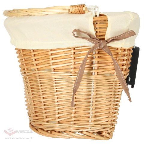 Koszyk rowerowy wiklinowy na rower RALLEX przedni pleciony click biały