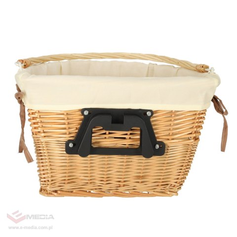 Koszyk rowerowy wiklinowy na rower RALLEX przedni pleciony click biały