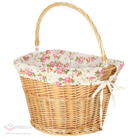 Koszyk rowerowy wiklinowy na rower RALLEX przedni pleciony click w kwiaty