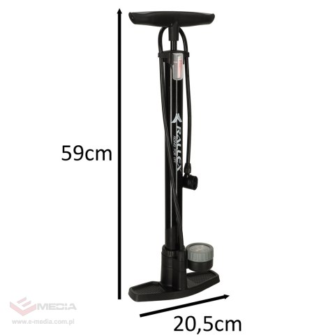 Pompka rowerowa RALLEX podłogowa nożna z manometrem 11bar