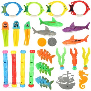 Zabawki do basenu wody do nurkowania wyławiania zestaw 27 elementów