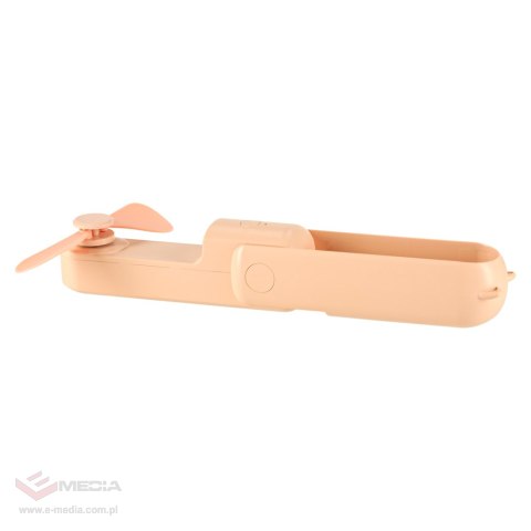 Wiatrak biurkowy wentylator mini ręczny składany wiatraczek przenośny USB różowy