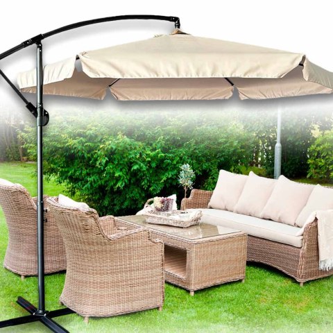 Parasol ogrodowy LUARO duży składany z wysięgnikiem 290cm beżowy