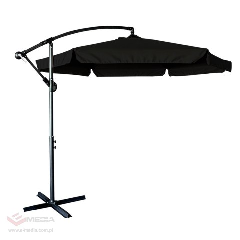 Parasol ogrodowy LUARO duży składany z wysięgnikiem 290cm czarny