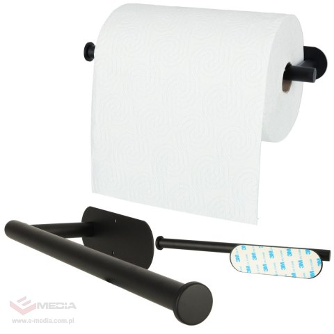 Uchwyt wieszak na papier ręcznik papierowy kuchenny taśma dwustronna mat loft czarny
