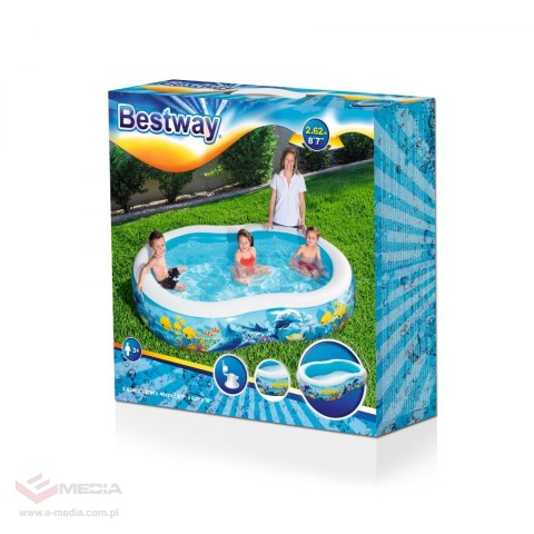Basen dmuchany Morska Głębina 262x157x46cm dla dzieci 3+ BESTWAY + Łatka naprawcza