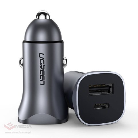 Ładowarka samochodowa UGREEN CD130 24W USB/USB-C (szara)