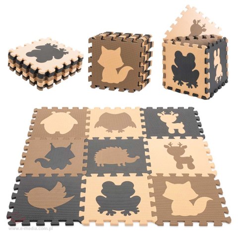 Mata edukacyjna piankowa puzzle beż 85 x 85 cm 9 elementów