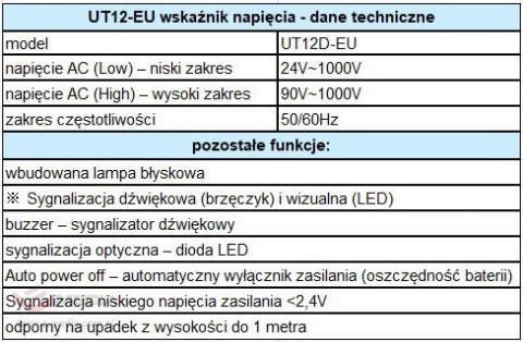 Wskaźnik napięcia UT12D UNI-T