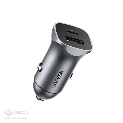 Ładowarka samochodowa UGREEN CD130 30W USB-A/USB-C (szara)