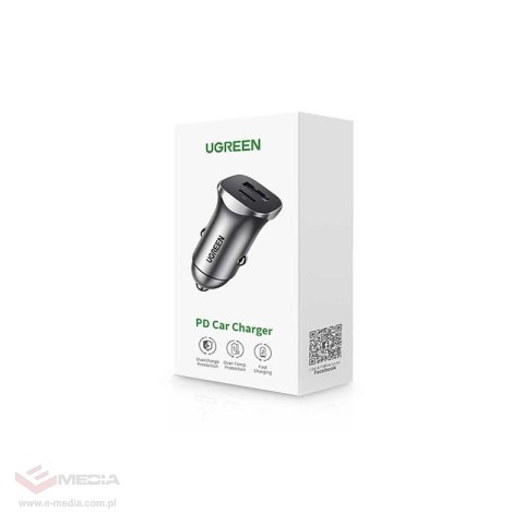 Ładowarka samochodowa UGREEN CD130 30W USB-A/USB-C (szara)
