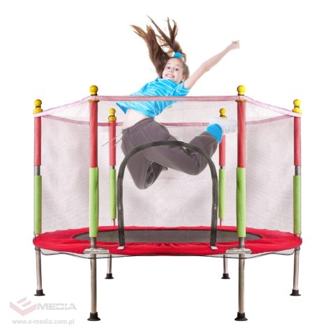 Trampolina do domu ogrodu dla dzieci siatka piłki 140cm 55inch czerwona