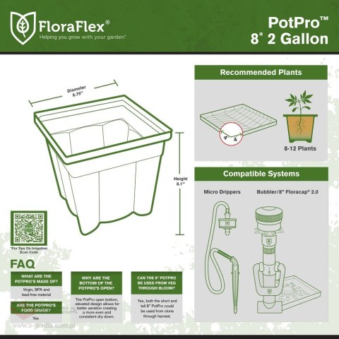 FLORAFLEX POTPRO DONICZKA KWADRATOWA 7.6L