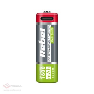 Akumulatorki REBEL AA, 1600 mAh, Li-ion,1,2V, 2szt/bl , R6 , gniazdo typ C