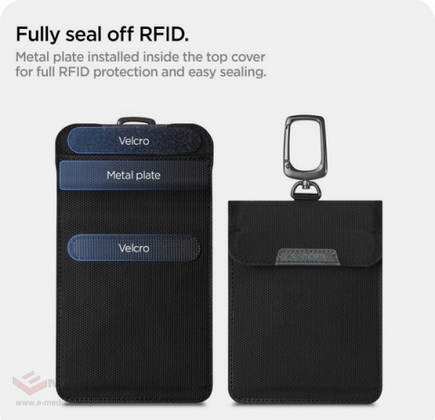 Antykradzieżowe etui Spigen Pouch Keyless RFID Signal Blocker - czarne