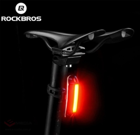 Lampka rowerowa tylna Rockbros A54BK + kabel micro USB - USB-A - czarna