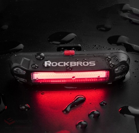 Lampka rowerowa tylna Rockbros A54BK + kabel micro USB - USB-A - czarna