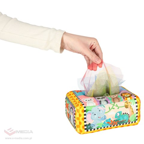 Sorter pudełko z chusteczkami sensoryczne montessori pluszowe cyfry litery