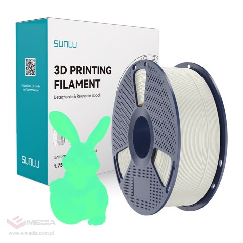 Filament SUNLU PLA Glow In The Dark 1.75mm 1kg (biało-zielony)