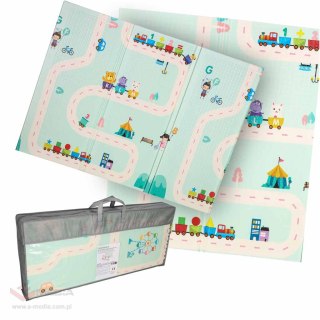 Mata edukacyjna piankowa dwustronna składana pandy ulica 180 x 200cm