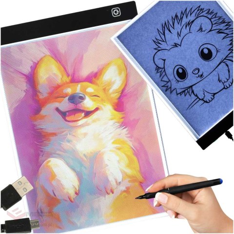 Deska kreślarska tablica tablet graficzny kalka do rysowania podświetlana LED A4