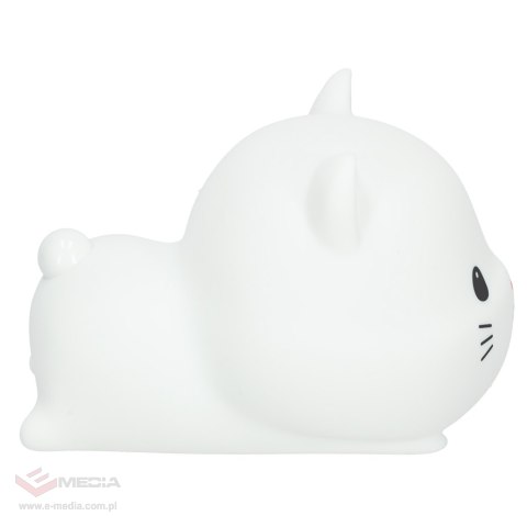 Lampka nocna dla dzieci silikonowa dotykowa miękka USB biała kotek leżący