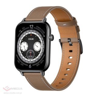 Smartwatch COLMI C28 Czarny + brązowy skórzany pasek