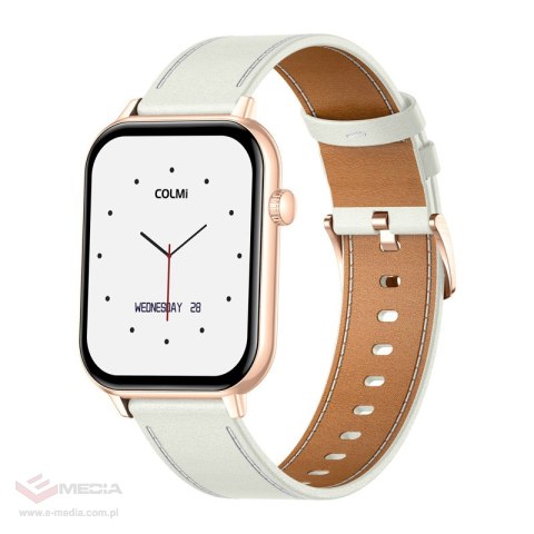 Smartwatch COLMI C28 Złoty + biały skórzany pasek