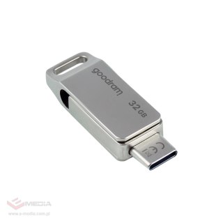Pendrive Goodram USB + USB C 32GB srebrny
