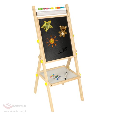 Tablica magnetyczna kredowa dwustronna drewniana literki kreda 38x37x90cm