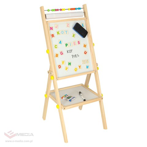 Tablica magnetyczna kredowa dwustronna drewniana literki kreda 38x37x90cm