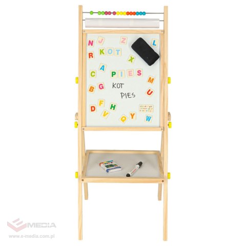 Tablica magnetyczna kredowa dwustronna drewniana literki kreda 38x37x90cm