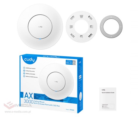 PUNKT DOSTĘPOWY AP3000_P Wi-Fi 6 2.4 GHz 5 GHz 574 Mb/s + 2402 Mb/s CUDY