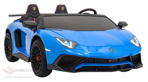Lamborghini Aventador SV na akumulator dla 2 dzieci Niebieski + Silnik bezszczotkowy + Pompowane koła + Audio LED