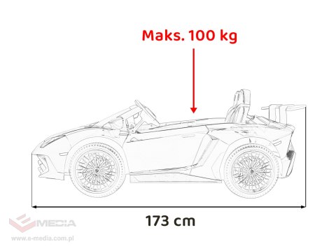Lamborghini Aventador SV na akumulator dla 2 dzieci Szary + Silnik bezszczotkowy + Pompowane koła + Audio LED