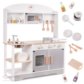 Kuchnia dla dzieci drewniana MDF MODERN CLASSIC akcesoria 82cm szara