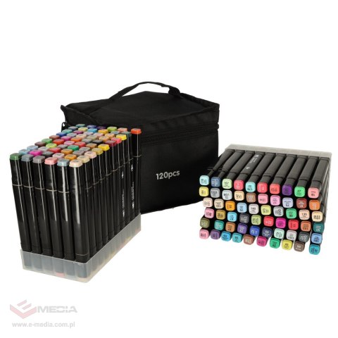 Markery dwustronne mazaki alkoholowe w etui 120 + podstawka