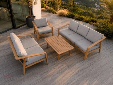 Meble Ogrodowe Aluminiowe Dwie Sofy + Fotel + Stolik