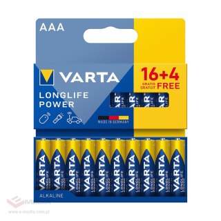 Bateria alkaiczna VARTA LR03 Longlife Power 16+4/blist.