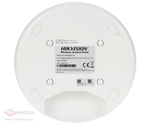 PUNKT DOSTĘPOWY DS-3WAP622E-SI Wi-Fi 6, 2.4 GHz, 5 GHz 575 Mb/s + 2400 Mb/s Hikvision