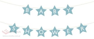 Baner napis na baby shower gwiazdki jasnoniebieskie 290cm x 16,5cm