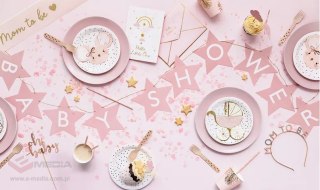 Baner napis na baby shower gwiazdki jasnoróżowe 290cm x 16,5cm