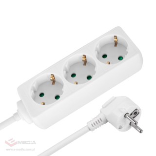 Przedłużacz 3 gniazda 2m typu niemieckiego bez przełącznika (3x1,5mm) Rebel biały