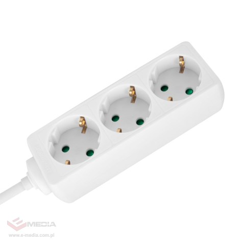 Przedłużacz 3 gniazda 5m typu niemieckiego bez przełącznika (3x1,5mm) Rebel biały