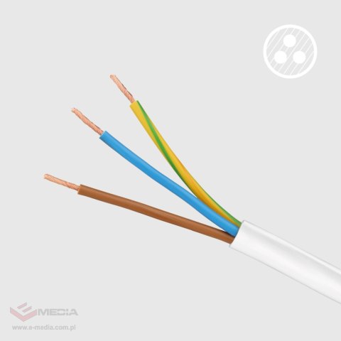 Przedłużacz 3 gniazda 5m typu niemieckiego z przełącznikiem (3x1,5mm) Rebel biały