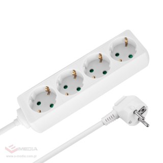 Przedłużacz 4 gniazda 5m typu niemieckiego bez przełącznika (3x1,5mm) Rebel biały