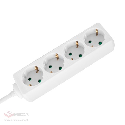 Przedłużacz 4 gniazda 5m typu niemieckiego bez przełącznika (3x1,5mm) Rebel biały