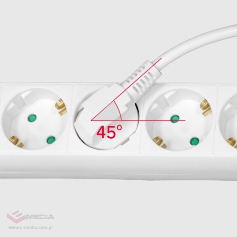 Przedłużacz 4 gniazda 5m typu niemieckiego bez przełącznika (3x1,5mm) Rebel biały